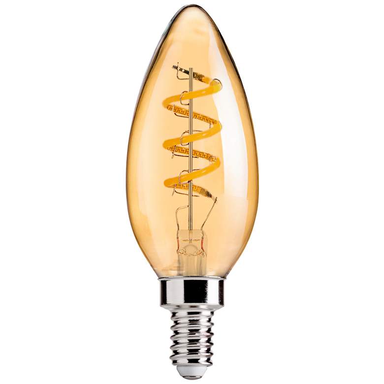 Image 1 40W Equivalent Amber 4W LED Dimmable Spiral Torpedo Filament Candelabra