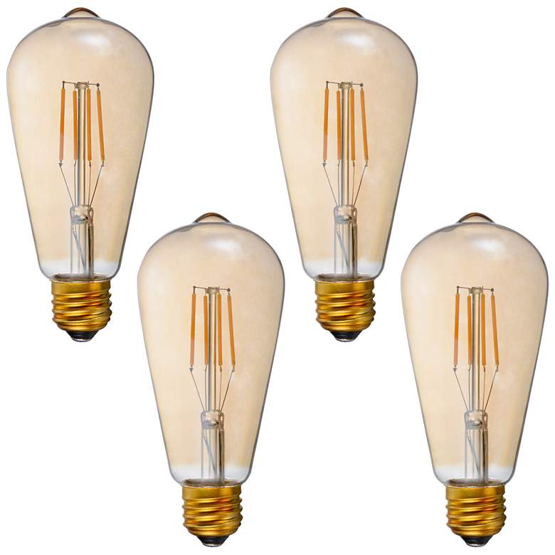 Image 1 40W Equivalent Amber 4W LED Dimmable Standard Edison 4-Pack by Tesler
