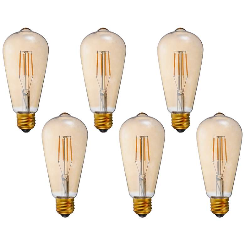 Image 1 40W Equivalent Amber 4W LED Dimmable Standard Edison 6-Pack