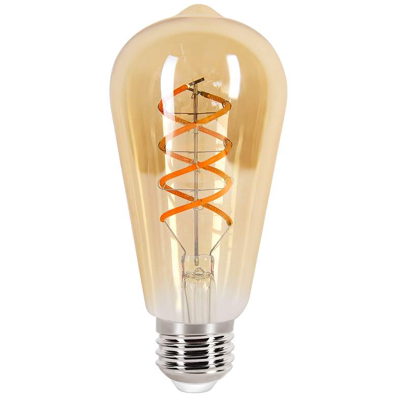 Image 1 40W Equivalent Amber 4W LED Dimmable Standard Spiral Filament Edison Style