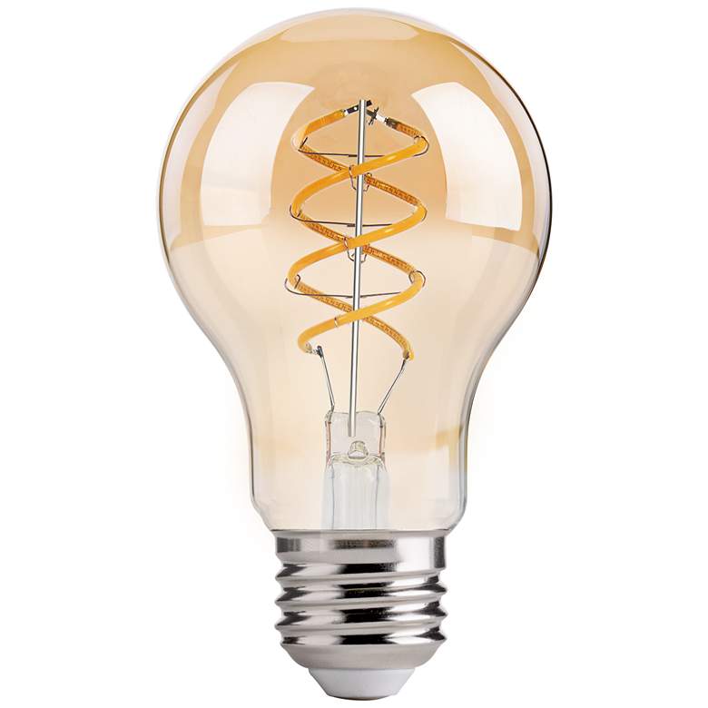 Image 1 40W Equivalent Amber 4W LED Spiral Filament A19 Standard Bulb