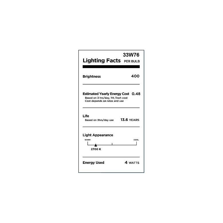 Image 2 40W Equivalent Clear 4W LED Dimmable Filament Flame E2 more views