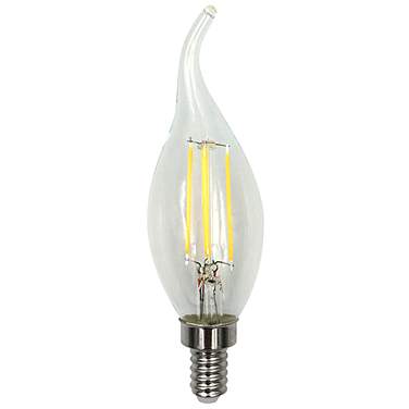 40W Equivalent Clear 4W LED Dimmable Flame-Tip Candelabra Bulb by Tesler