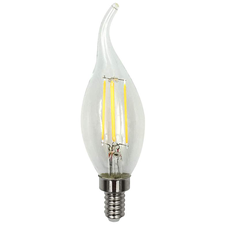 Image 1 40W Equivalent Clear 4W LED Dimmable Flame-Tip Candelabra Bulb by Tesler