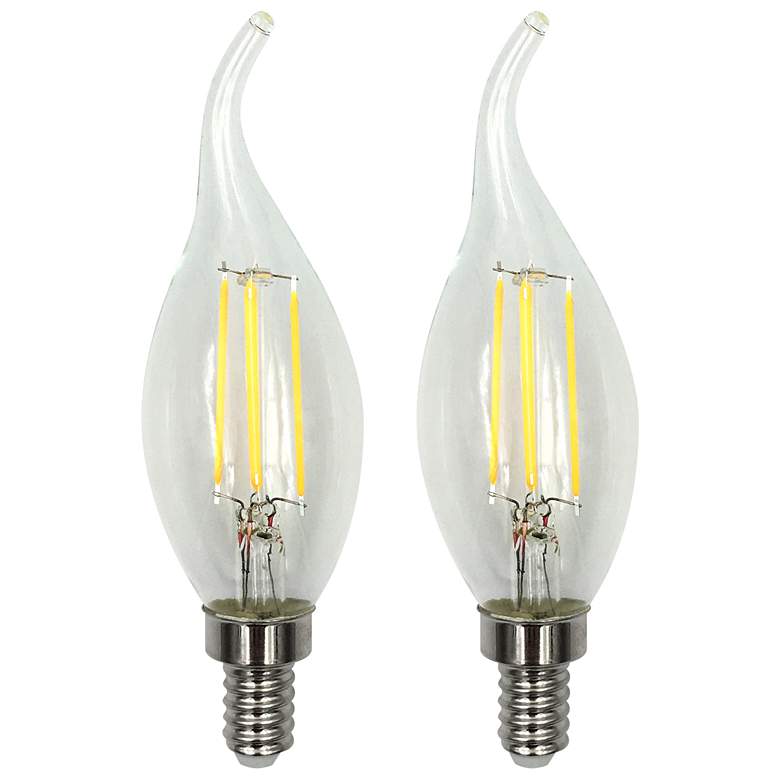 Image 1 40W Equivalent Clear 4W LED Dimmable Flame-Tip E12 Set of 2
