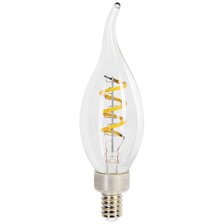 Image 1 40W Equivalent Clear 4W LED Dimmable Spiral Filament Flame-Tip Candelabra