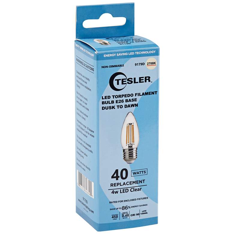 Image 2 40W Equivalent Clear 4W LED Filament Standard Torpedo Bulb more views