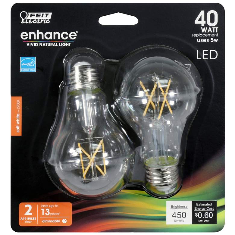 Image 1 40W Equivalent Clear 5W LED Dimmable T20-Comp 2 Pack