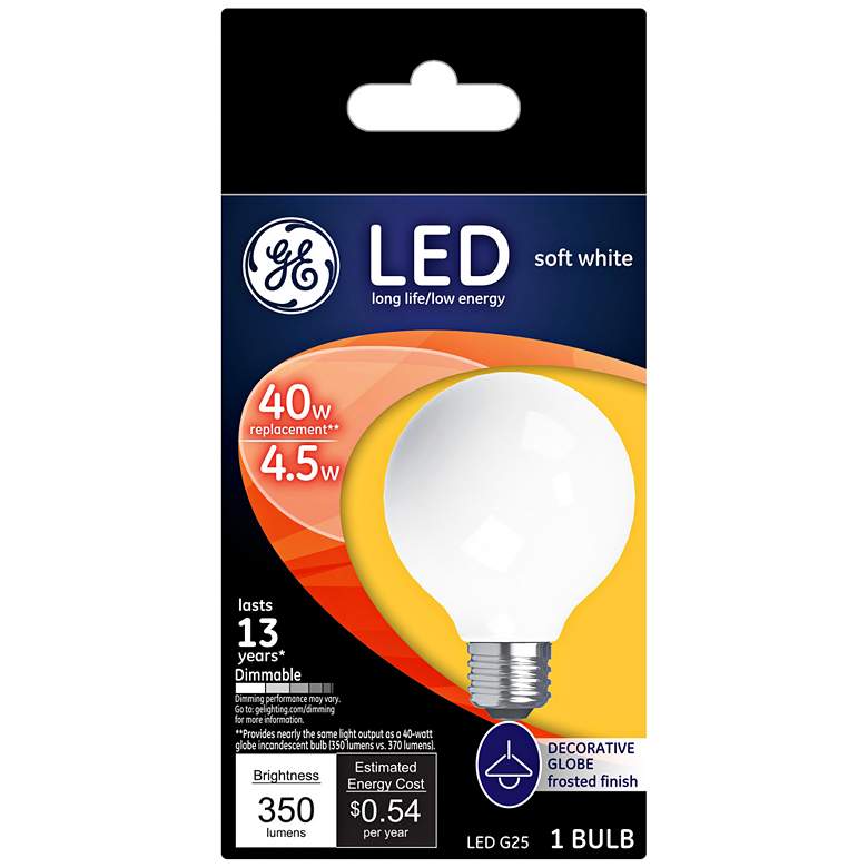 Image 1 40W Equivalent  Frost 4.5W LED Dimmable Standard G25