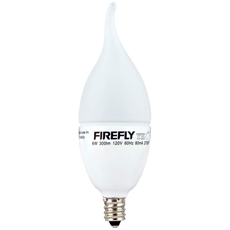 Image 1 40W Equivalent Frosted 6W LED Flame Tip Candle Base Bulb