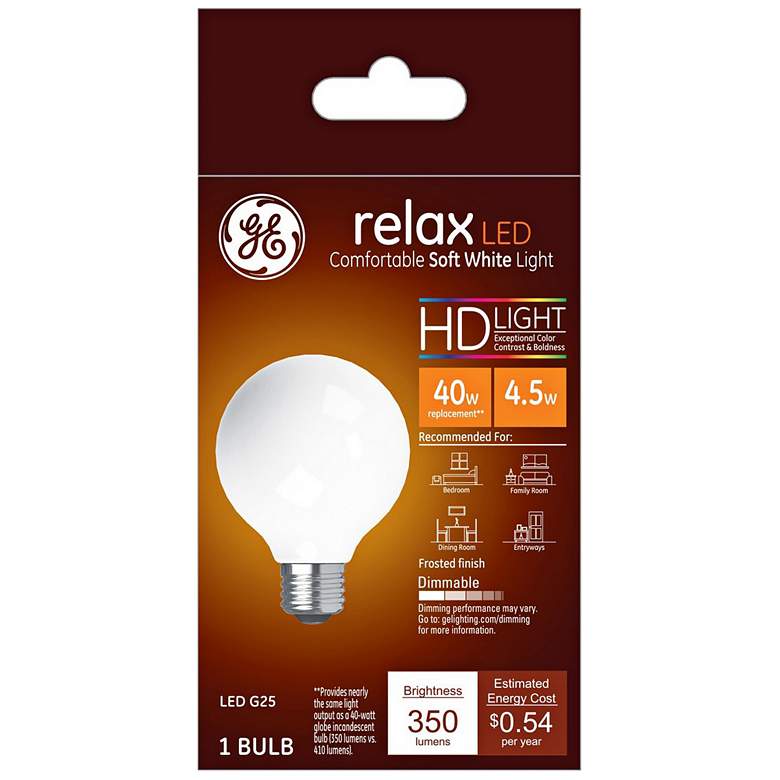 Image 1 40W Equivalent GE Frosted 5W LED Dimmable Standard G25
