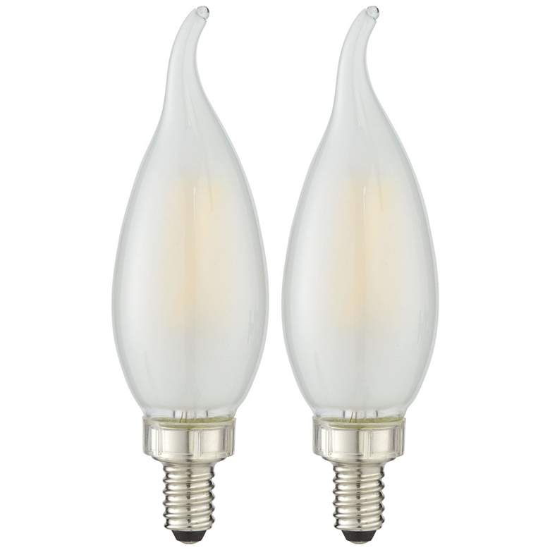 Image 1 40W Equivalent Milky Glass Flame Tip 4W LED Candelabra Bulbs
