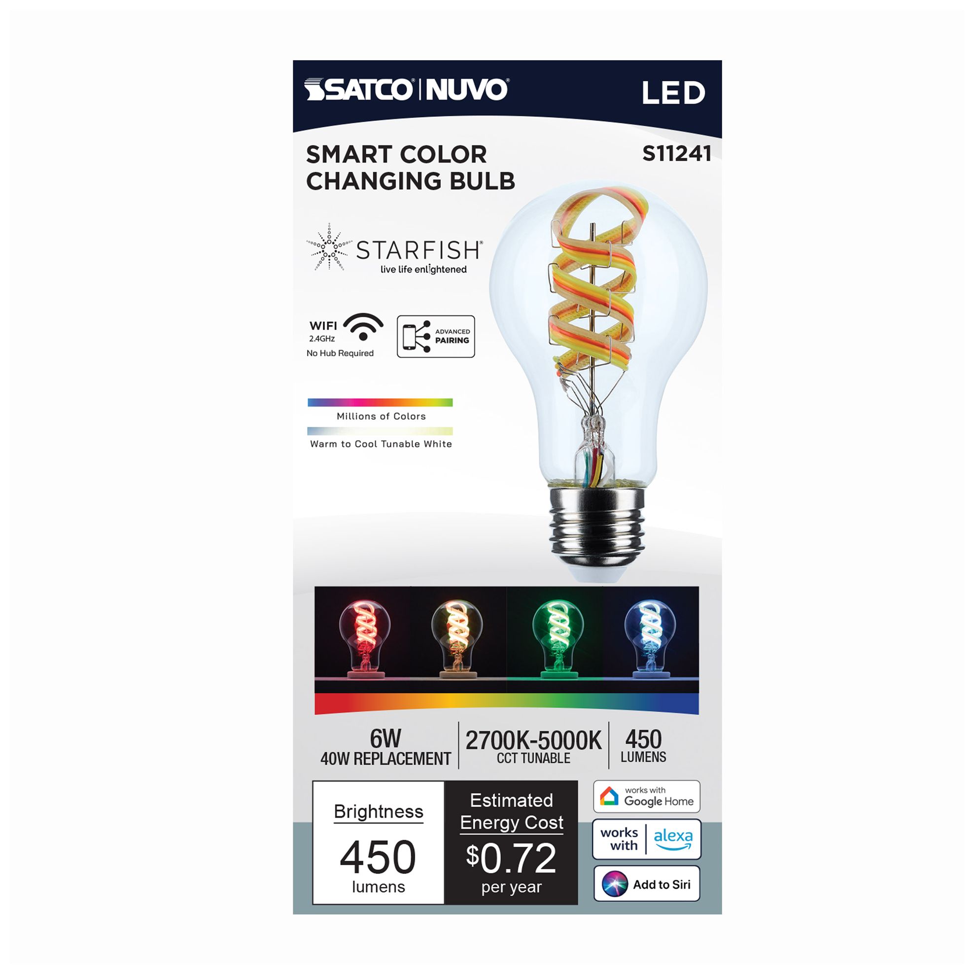 Image 7 40W Equivalent Satco 6W Clear Glass LED Dimmable Standard A19 6-Pack more views