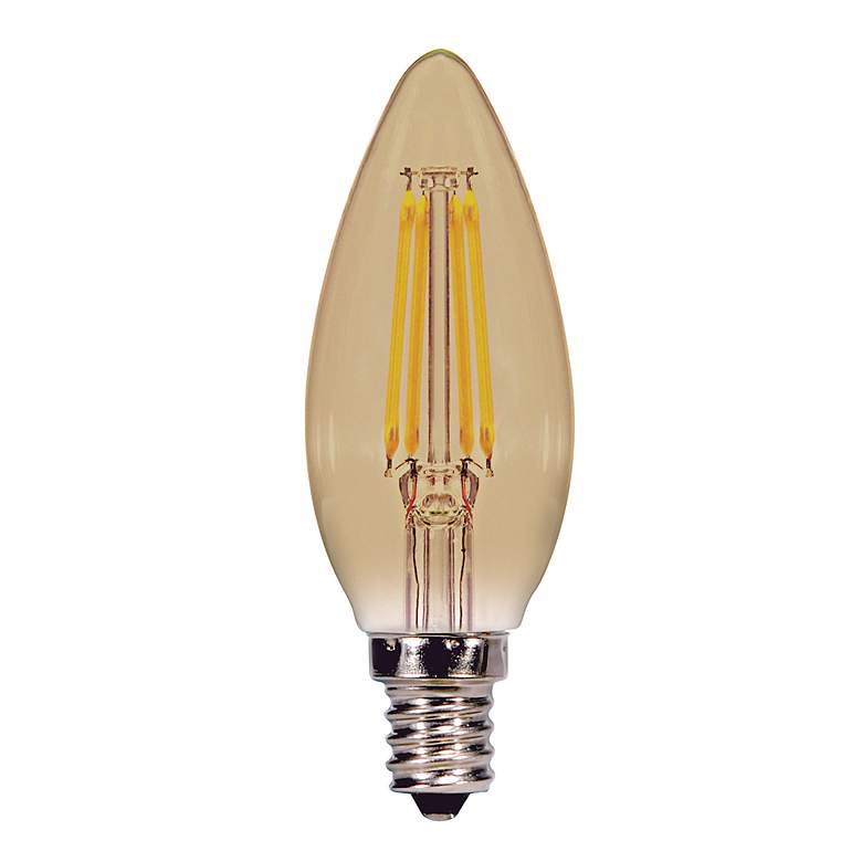 Image 1 40W Equivalent Satco Amber 3.5W LED Dimmable Candelabra C11