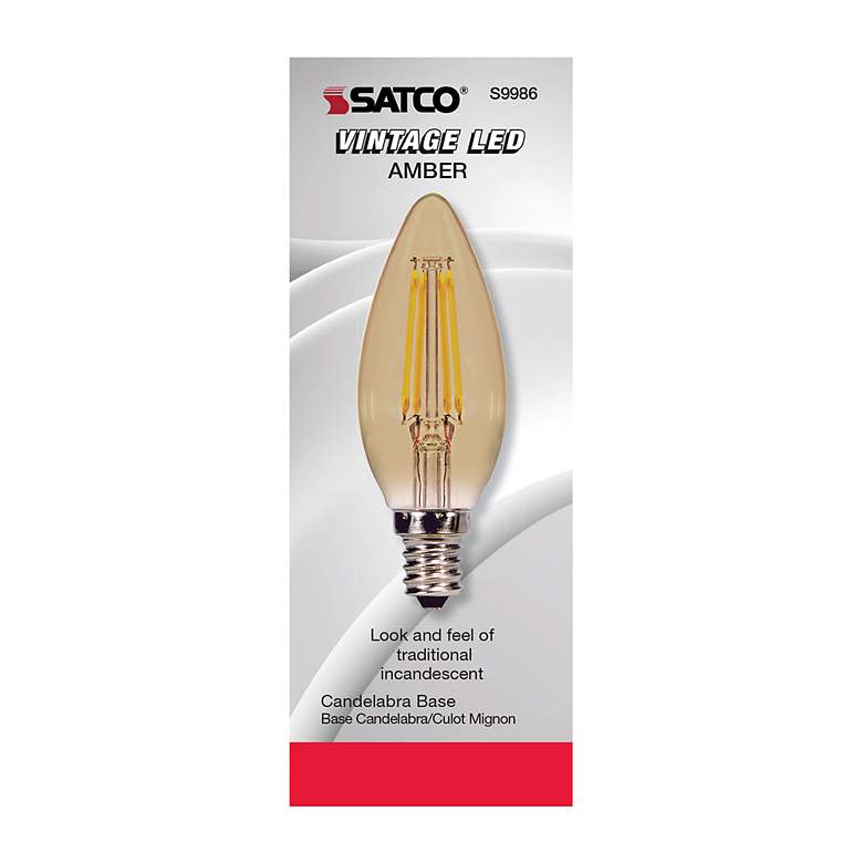 Image 3 40W Equivalent Satco Amber 3.5W LED Dimmable Candelabra C11 more views