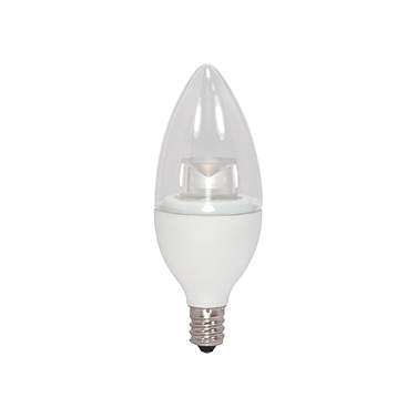 40W Equivalent Satco Clear 3.5W LED Dimmable Candelabra Bulb