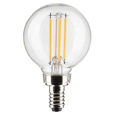 40W Equivalent Satco Clear 4W LED Dimmable Candelabra 2-Pack