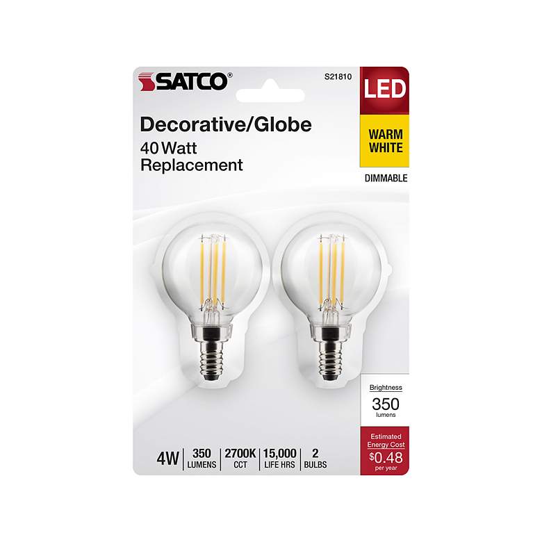 Image 4 40W Equivalent Satco Clear 4W LED Dimmable Candelabra 2-Pack more views