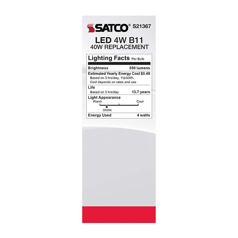 Image 7 40W Equivalent Satco Clear 4W LED Dimmable Candelabra 3-Pack more views