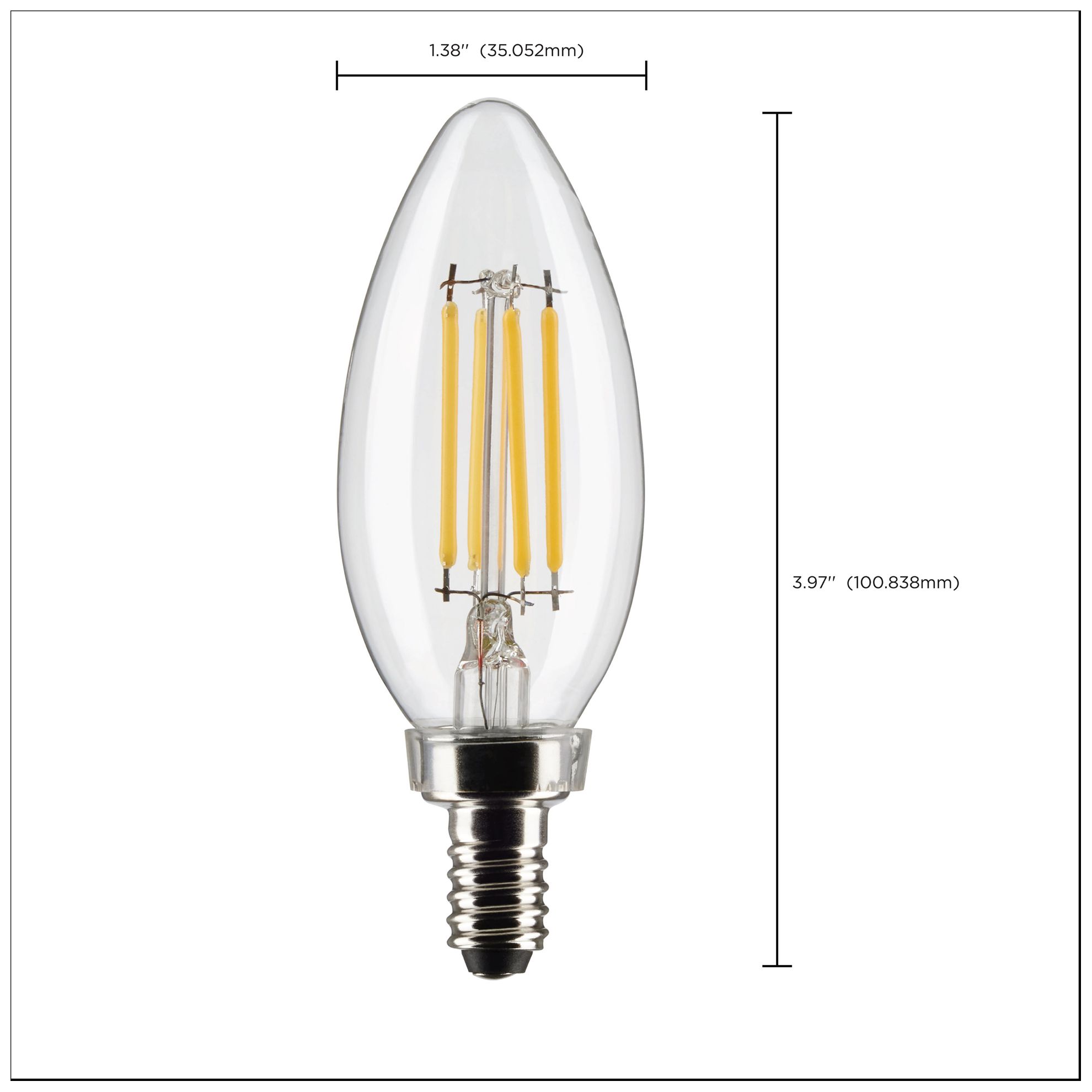40W Equivalent Satco Clear 4W LED Dimmable Candelabra B11 6-Pack