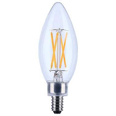 40W Equivalent Satco Clear 4W LED Dimmable Candelabra B11