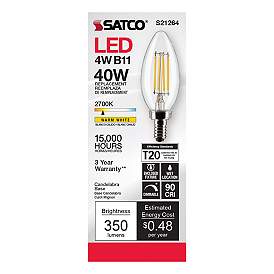 Image5 of 40W Equivalent Satco Clear 4W LED Dimmable Candelabra B11 more views