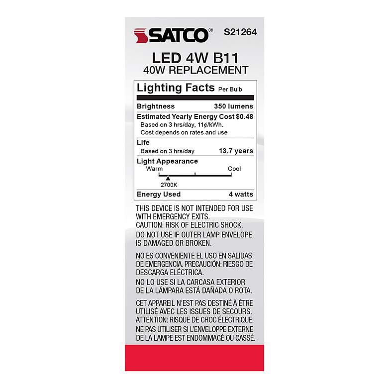 Image 7 40W Equivalent Satco Clear 4W LED Dimmable Candelabra B11 more views