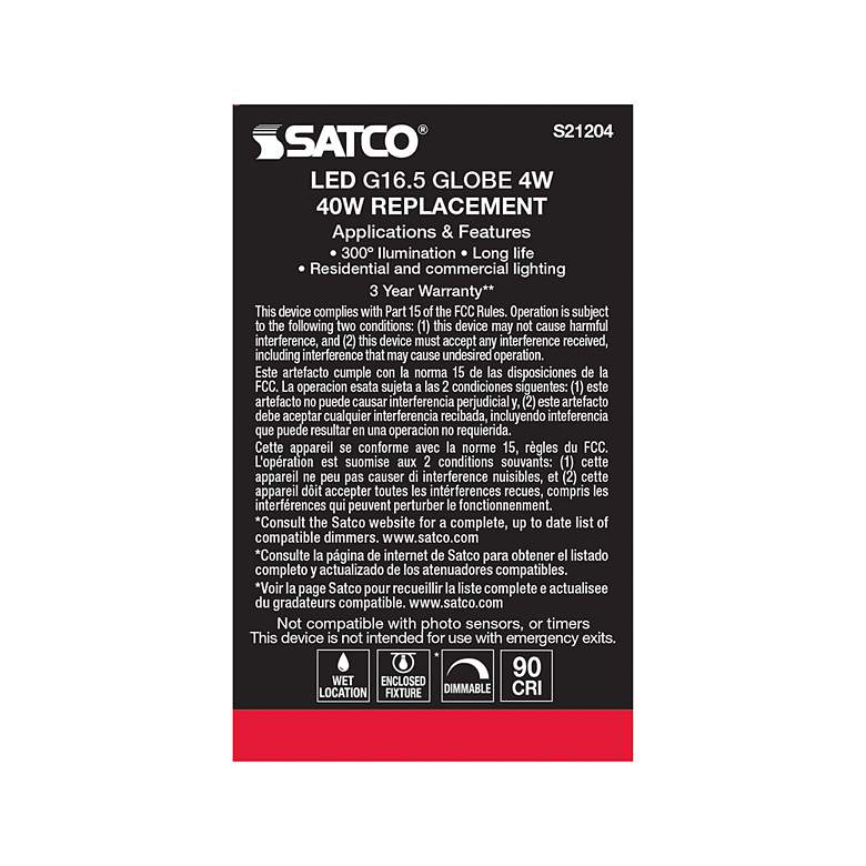 Image 7 40W Equivalent Satco Clear 4W LED Dimmable Candelabra G16.5 more views