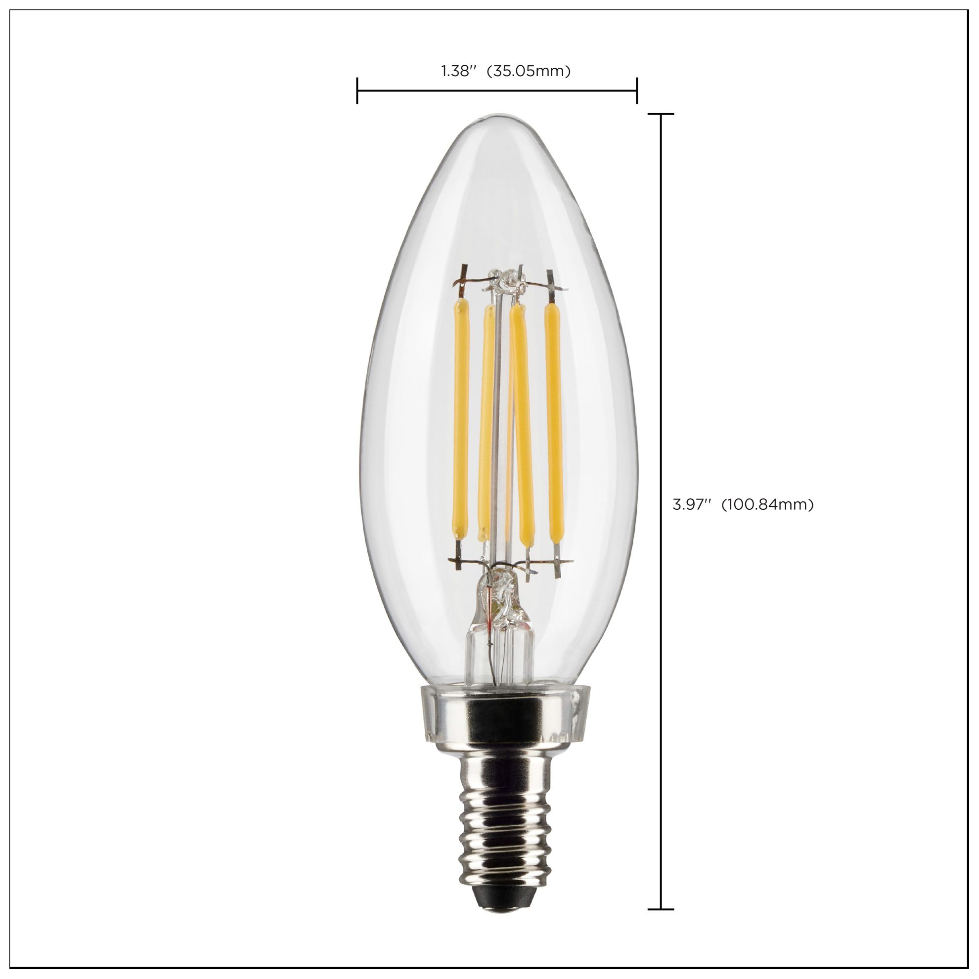 40W Equivalent Satco Clear 4W LED Dimmable E12 B11 6-Pack