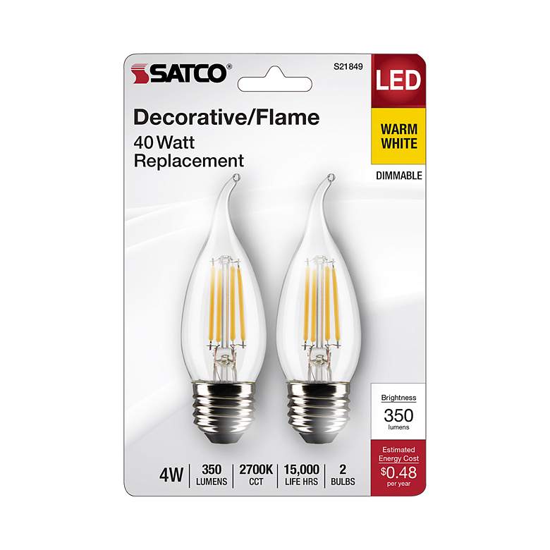 Image 4 40W Equivalent Satco Clear 4W LED Dimmable E26 CA10 2-Pack more views