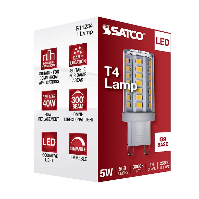 Image 6 40W Equivalent Satco Clear 5W JCD LED Dimmable Bi-Pin Bulb more views