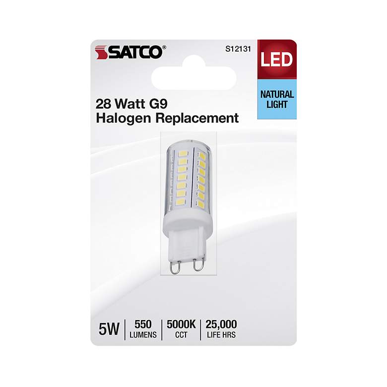 Image 2 40W Equivalent Satco Clear 5W Mini LED Dimmable Bi-Pin Bulb more views