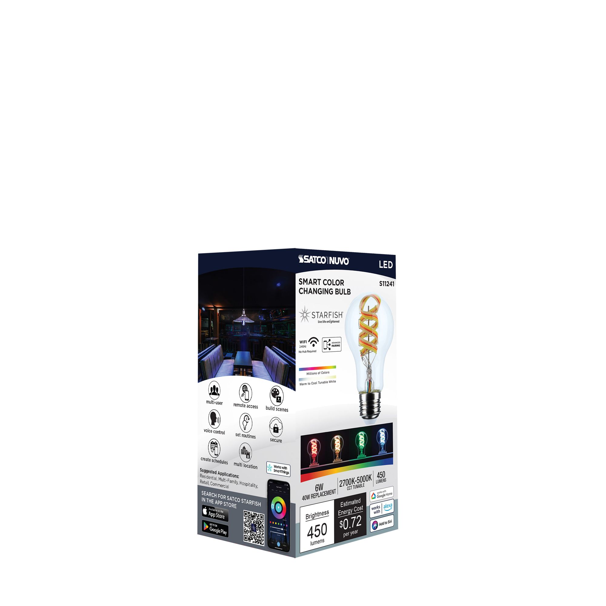 40W Equivalent Satco Clear 6W LED Dimmable Standard A19 Bulb in scene