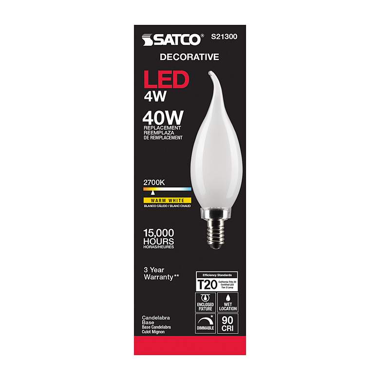 Image 5 40W Equivalent Satco Frost 4W LED Dimmable Candelabra Bulb more views
