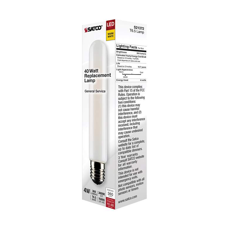 Image 7 40W Equivalent Satco Frosted 4W LED Dimmable Intermediate more views