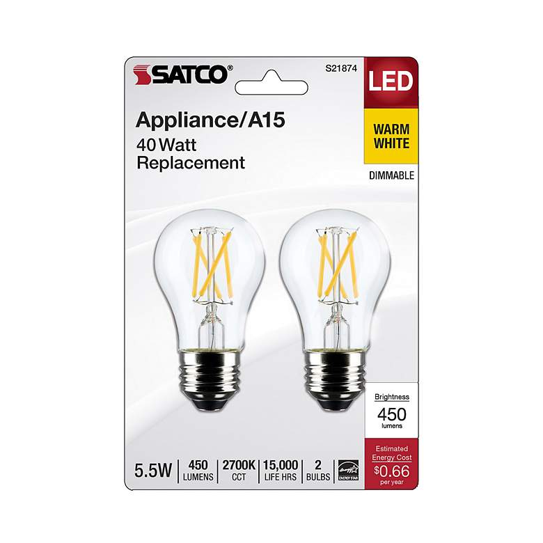 Image 3 40W Equivalent Satco Frosted 5.5W LED Dimmable E26 2-Pack more views