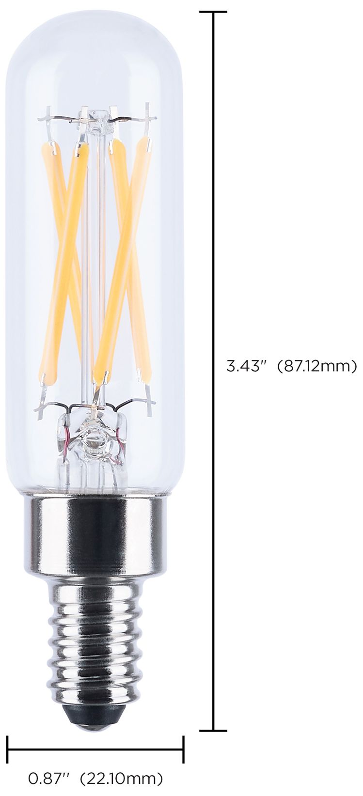 40W Equivalent T6 4W 3000K LED Dimmable Candelabra Bulb by Satco