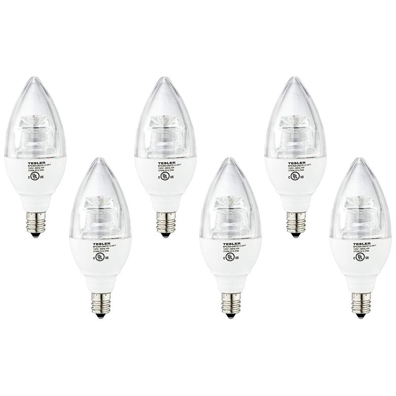 Image 1 40W Equivalent Tesler 4W LED Dimmable Candelabra Bulb 6-Pack