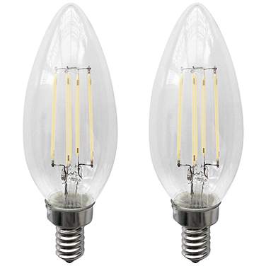 40W Equivalent Tesler Clear 4W E12 Candelabra Base Dimmable LED Bulb 2-Pack