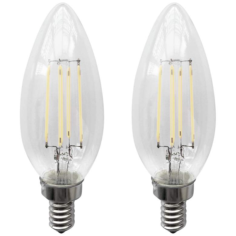 Image 1 40W Equivalent Tesler Clear 4W E12 Candelabra Base Dimmable LED Bulb 2-Pack