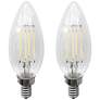 1_40W Equivalent Tesler Clear 4W E12 Candelabra Base Dimmable LED Bulb 2-Pack