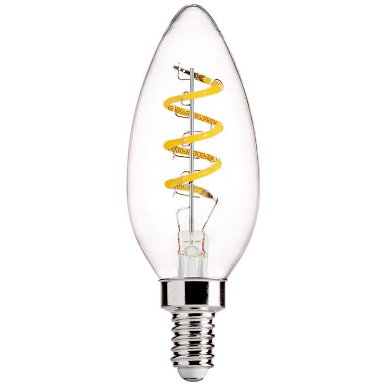 Image 1 40W Equivalent Tesler Clear Spiral Filament 4W E12 Candelabra LED Bulb