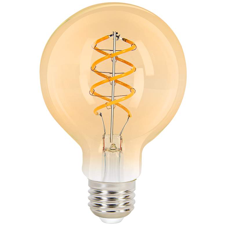 Image 1 40W Equivalent Tesler Spiral Filament Amber 4W LED Dimmable Standard Bulb