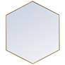 41-in W x 35-in H Metal Frame Hexagon Wall Mirror in Brass