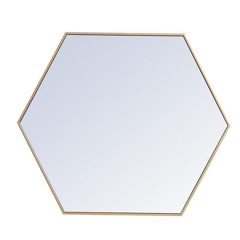 Image 4 41-in W x 35-in H Metal Frame Hexagon Wall Mirror in Brass more views