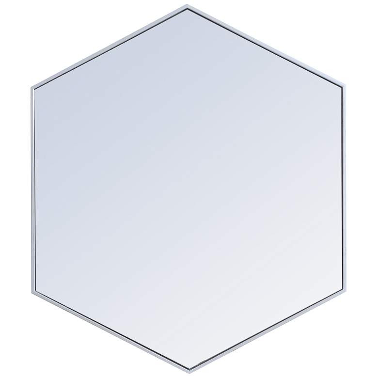 Image 1 41-in W x 35-in H Metal Frame Hexagon Wall Mirror in Silver