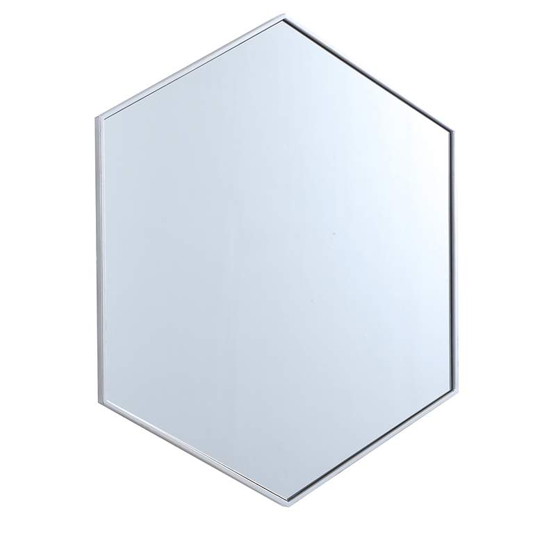 Image 3 41-in W x 35-in H Metal Frame Hexagon Wall Mirror in Silver more views