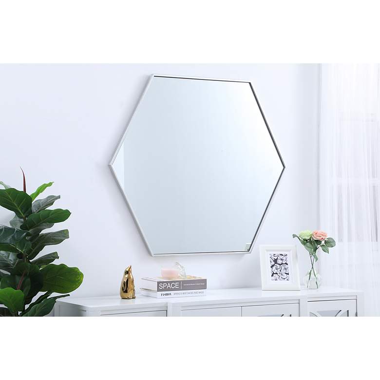 Image 6 41-in W x 35-in H Metal Frame Hexagon Wall Mirror in Silver more views