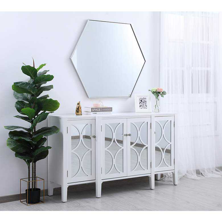 Image 7 41-in W x 35-in H Metal Frame Hexagon Wall Mirror in Silver more views