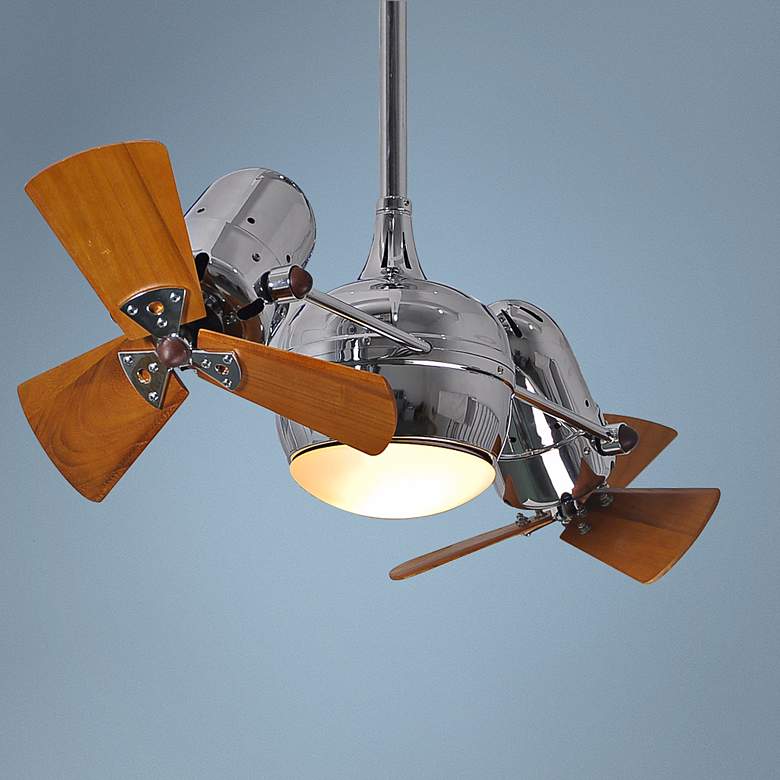 Image 1 41 inch Dagny Chrome and Mahogany Lighted Dual Ceiling Fan